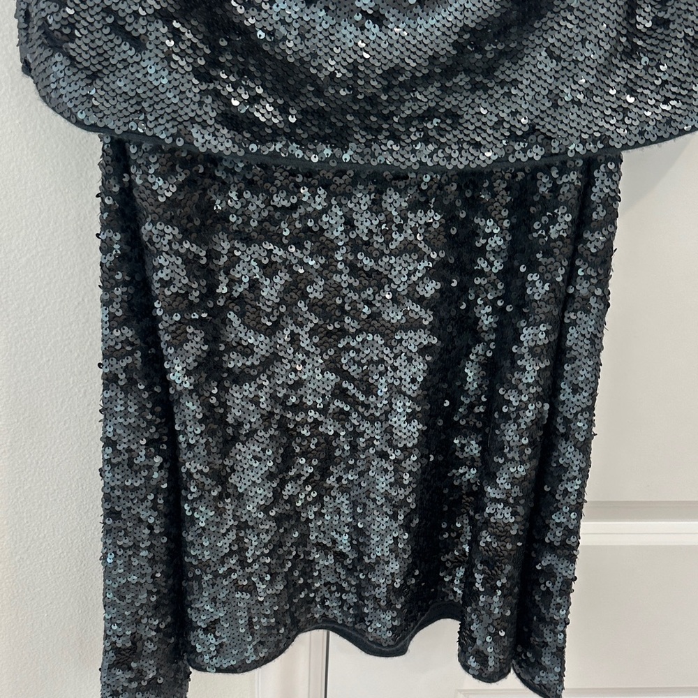 Donna Karan New York Dark Green Cashmere Sequin Dress Sweater Top - Picture 4 of 10